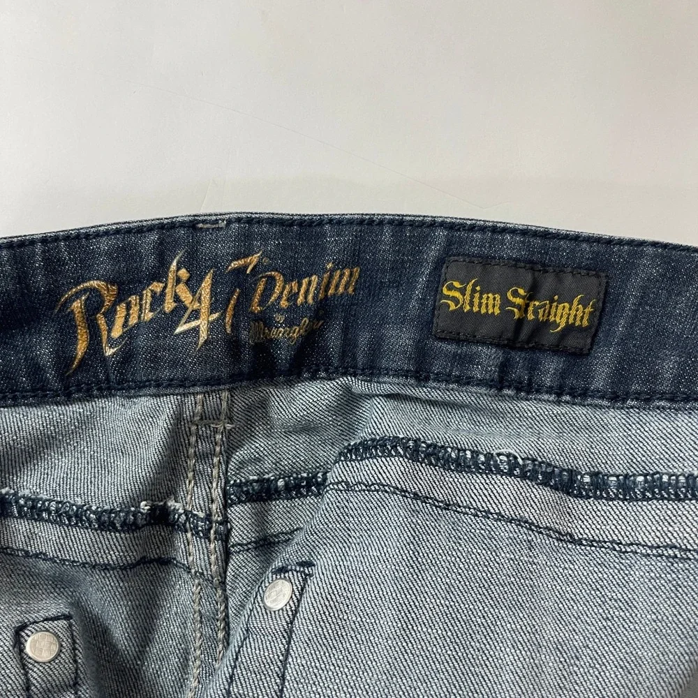 Wrangler Rock 47 Jeans Mens 33x36 Blue Denim Slim Straight Cowboy Rodeo Ranch